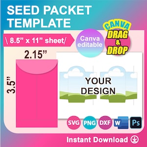 Modello di pacchetto di semi di fantasia, Canva, Ms word, PSD, PNG, SVG, Dxf, foglio 8,5x11", stampabile, download immediato