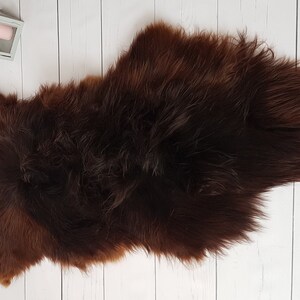 GIANT Icalandic Sheepskin Rug 100% Natural Genuine Dark Brown Rugs, Exclusive Carpet Very Long Wool!!!