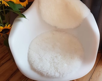 Chair Pad, Stool Cover, Seat pads, Scandinavian Style, Sheepskin Stool Cover, Scandinavian Sheepskin, Natural Wool !!! White Colors!!!