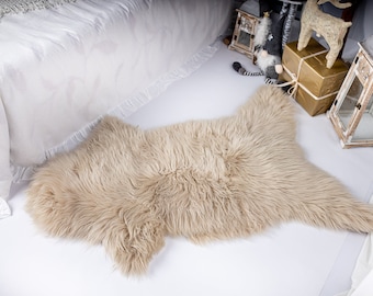 Sheepskin Rug Beautifull Cappucino Sandy Merino Pelt, Exclusive Carpet, Thick and Soft Sheepskin, Unique, Beige Throw!!!