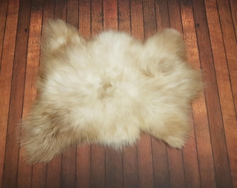 Giant Sheepskin Rug 100% Natural Ivory and Brown Rugs, Exclusive Carpet Luxury Rug, Long Wool!!!