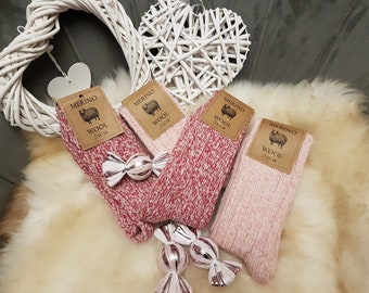 Winter Merino Socks, Natural  Merino Wool, Warm Pink Socks, Perfect Gift Idea for Her, For Special Person, Unisex!!!