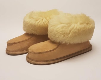 Women's, Men's Sheepskin Slippers, Indoor Shoes, Natural Leather, Handmade, Warm and Soft, Warm Winter Slippers, Hard Sole, House Boots!!!