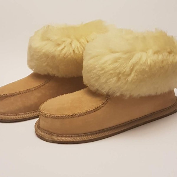 Women's, Men's Sheepskin Slippers, Indoor Shoes, Natural Leather, Handmade, Warm and Soft, Warm Winter Slippers, Hard Sole, House Boots!!!