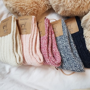 Merinosokken voor kinderen, natuurlijke merinowol, zacht en warm, kerstcadeau-idee, kindersokken 5-6 jaar
