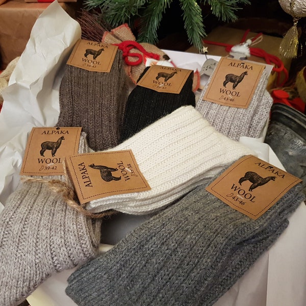 Calcetines de alpaca lana natural, tan suaves y cálidos, calcetines de invierno, perfectos como idea de regalo para una persona especial, regalo de Navidad unisex!!!