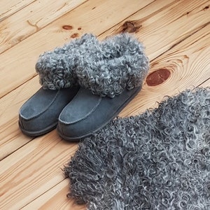 Women&#39;s and Men&#39;s Slippers, Indoor Shoes, Natural Gotland Leather, Handmade, Warm and Soft, Sheepskin Slippers, Rubber Sole, House Boots!!!