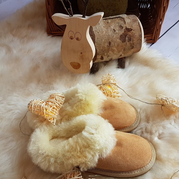 Chaussons pour enfants en peau de mouton, chaussures de maison, cuir 100% naturel, laine douce et chaude, respirant et antialergique, couleur beige!!!!!