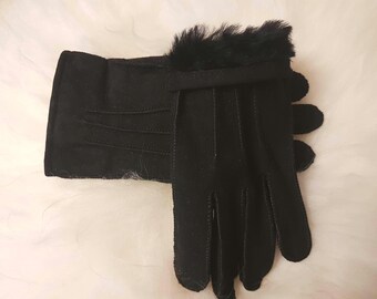 Men&#39;s Sheepskin Gloves, Merino Wool, Black Leather with Black Wool, Winter Gloves, Warm and Soft Comfy and Flexible, Hand Protection!!
