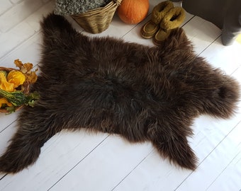 GIANT Genuine Sheepskin Rugs Dark Brown 100% Natural Merino, Exclusive Carpet Nordic Style Perfect Gift, Luxury Rug, Unique pelt!!!