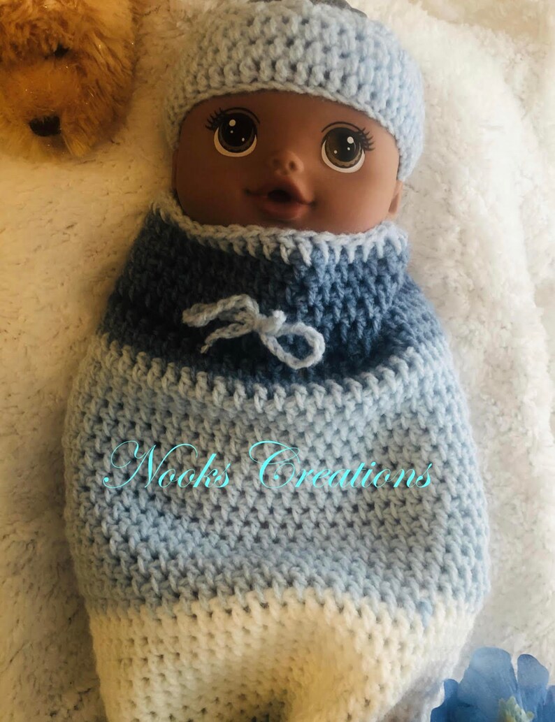 Newborn Baby Wrap and Crown Light Blue Green and Denim Colors, White