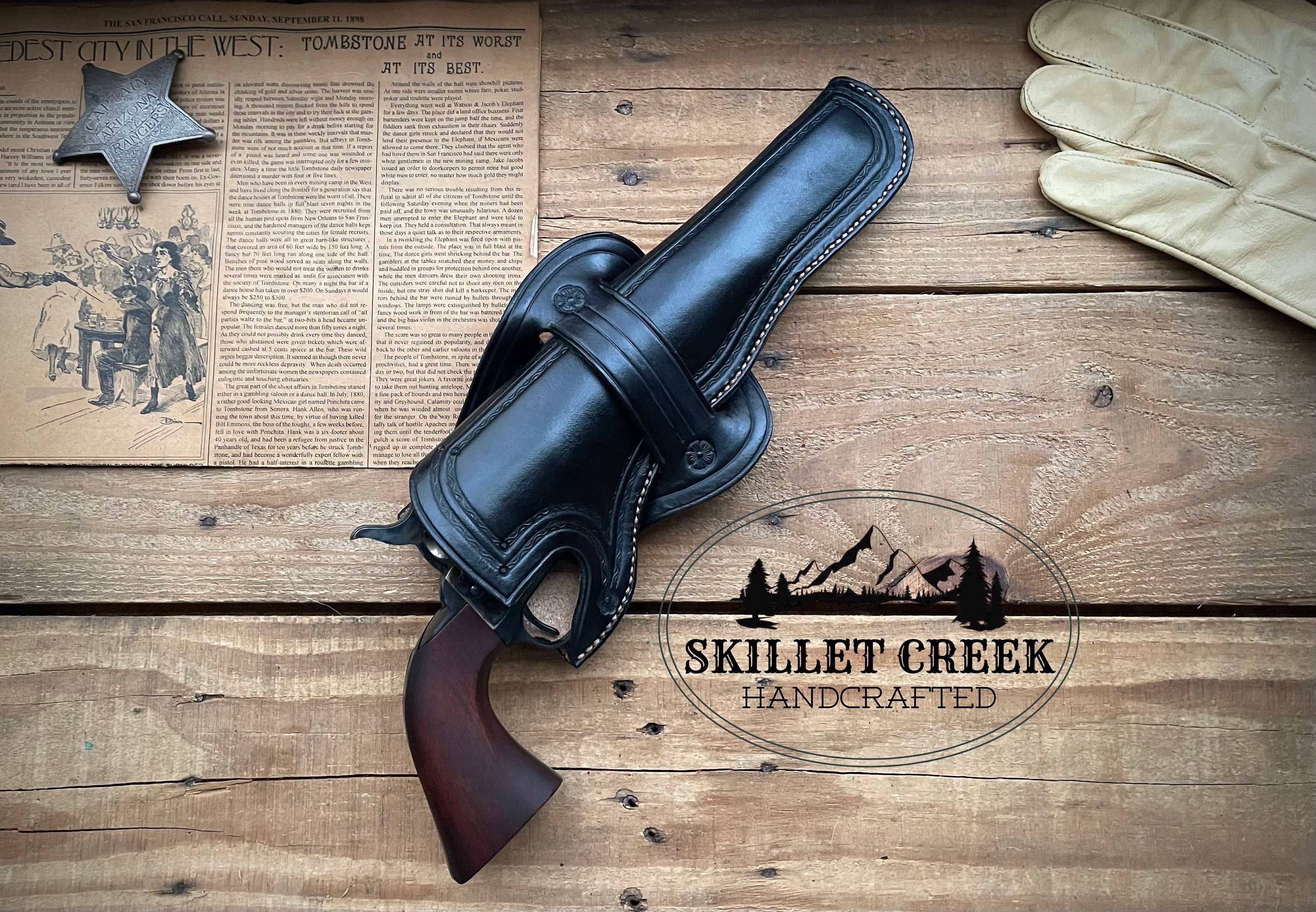 Western Dogbone Style Holster and Cartridge Belt Combination