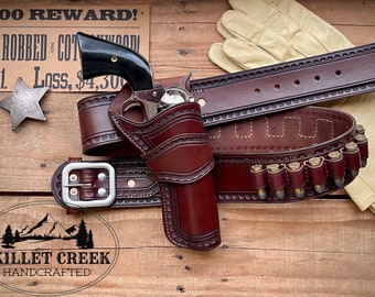 Western El Dorado Style Holster and Cartridge Belt Combination-saa