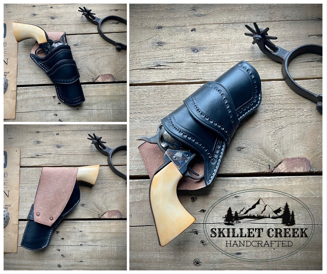 Western Cowboy Single Action Leather Holster cross draw RH Etsy