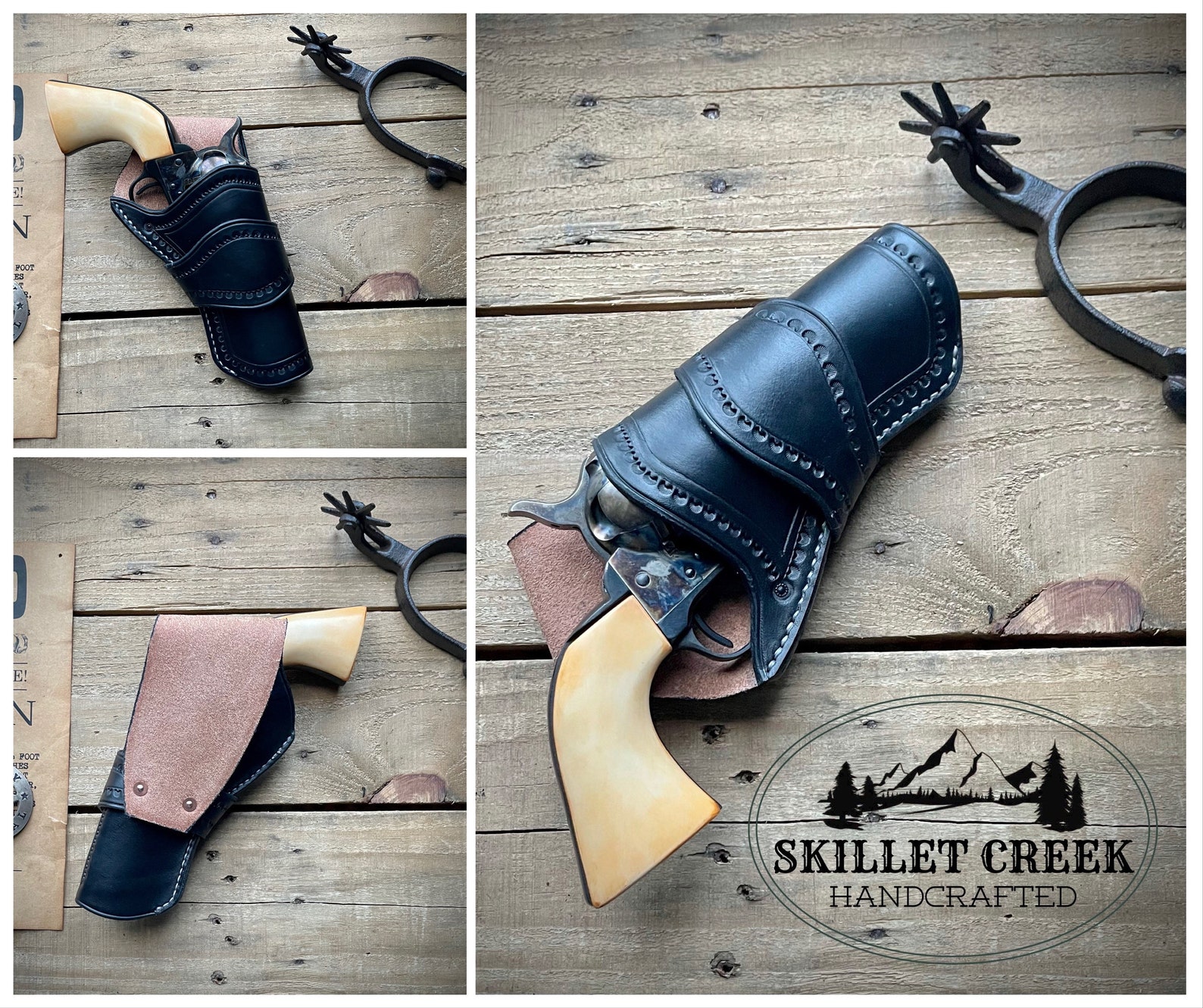 TJAYZ Western Cross Draw Cowboy Pistol Holster – 100% Thick Leather, SASS Style For 44/45 Caliber, Right Hand