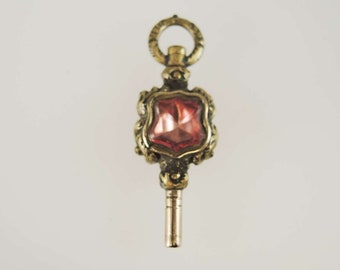 Fancy stone set antique pocket watch key c1880