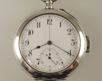 Reloj de bolsillo de cronógrafo Rare silver Quarter REPEATER c1890