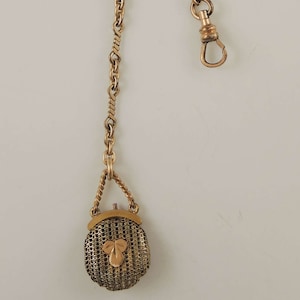 Victorian pocket watch chain with a purse fob c1880
