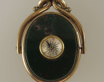 Large gilt and Stone Set COMPASS spinner fob c1890