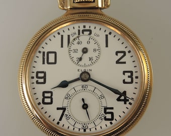 16 Size 21 Jewel Elgin B W Raymond Wind Indicator Pocket Watch