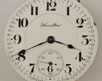 Movimiento de reloj de bolsillo Hamilton 992 de 16 s y 21 J, c1917