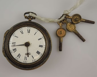 Gilt and HORN pair cased Verge pocket watch by Richards, London 1770