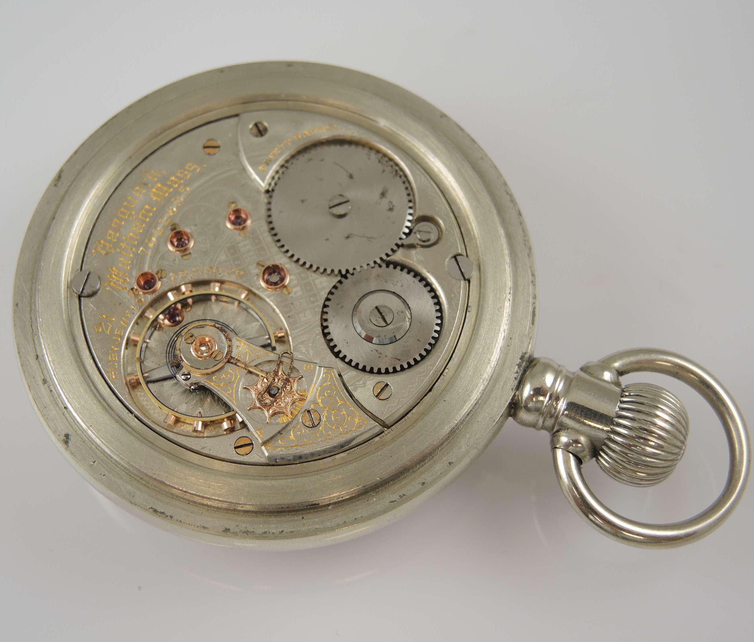18 サイズ 21 ルビー ジュエル ウォルサム ヴァンガード 鉄道懐中時計