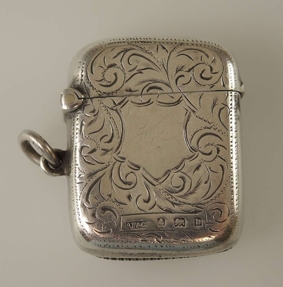 English Silver Vesta Case C1901 - Etsy