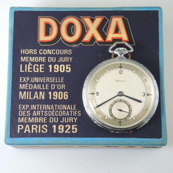 Art Deco Doxa pocket watch. With box. c1930