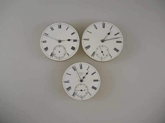 3 x English keyless pocket watch movements c1890
