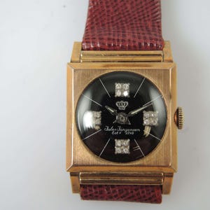 Stylish 17 Jewel JULES JURGENSEN Wrist Watch. Paste set dial c1950