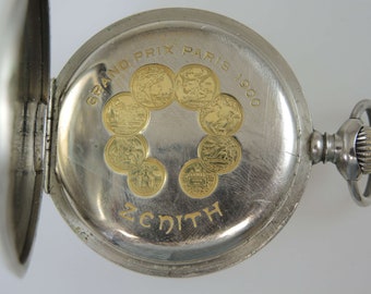 Montre De Poche ZENITH Grand Prix Paris 1930 - Argent, 16 Rubis, Mécanique, Vintage
