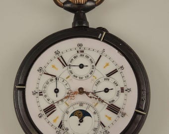 Giant Size Fancy Dial Moon Phase Calendar Pocket Watch C1890 - Etsy