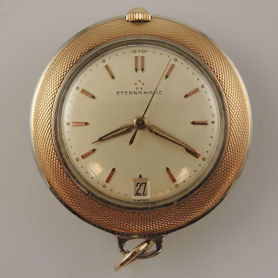 Eterna エテルナ マチック 希少 ヴィンテージ 稼働品 希少なエテルナマチック自動巻き懐中時計（カレンダー付き、1955年頃