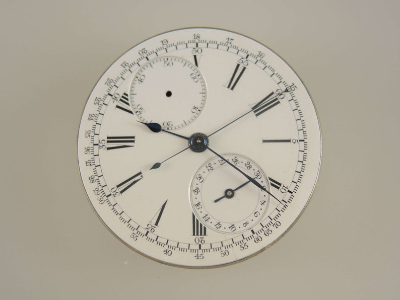 Chronograph pocket watch movement c1910 image 3