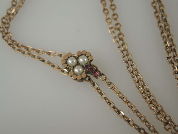 Victorian gold plated long guard / necklace watch… - image 9