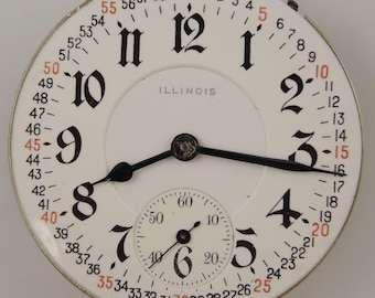 Movimiento de reloj de bolsillo Illinois Bunn Special, 16 s, 21 J, 60 h, c1928