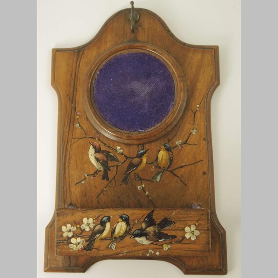 Painted wooden pocket watch wall hanger c1890