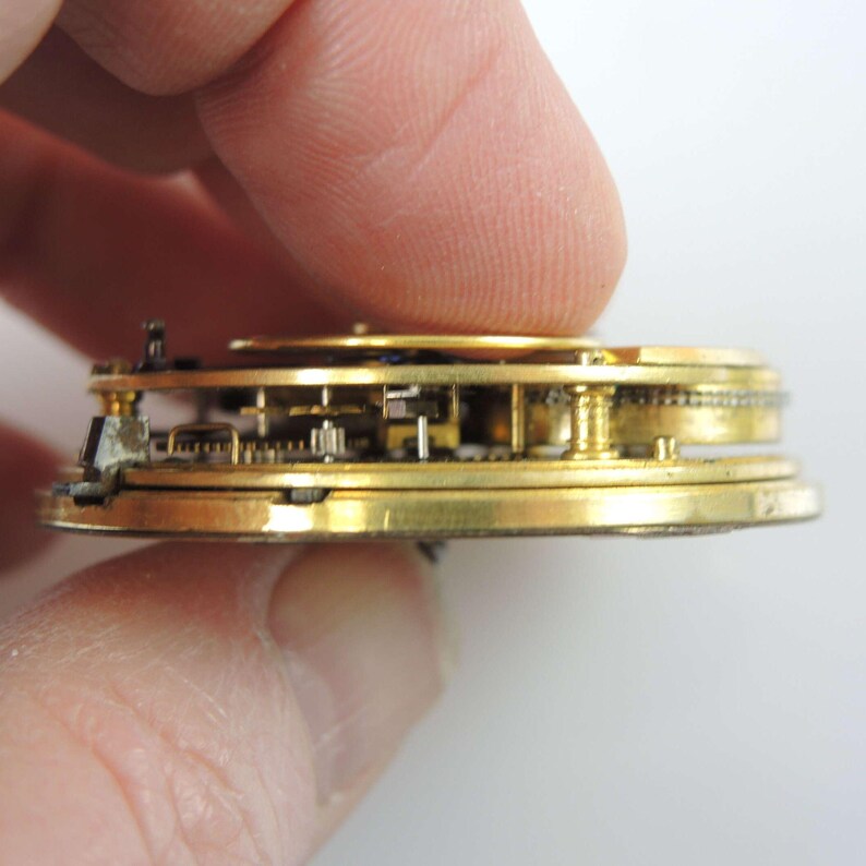 MASSEY III fusee pocket watch movement by Robinson c1840 image 5