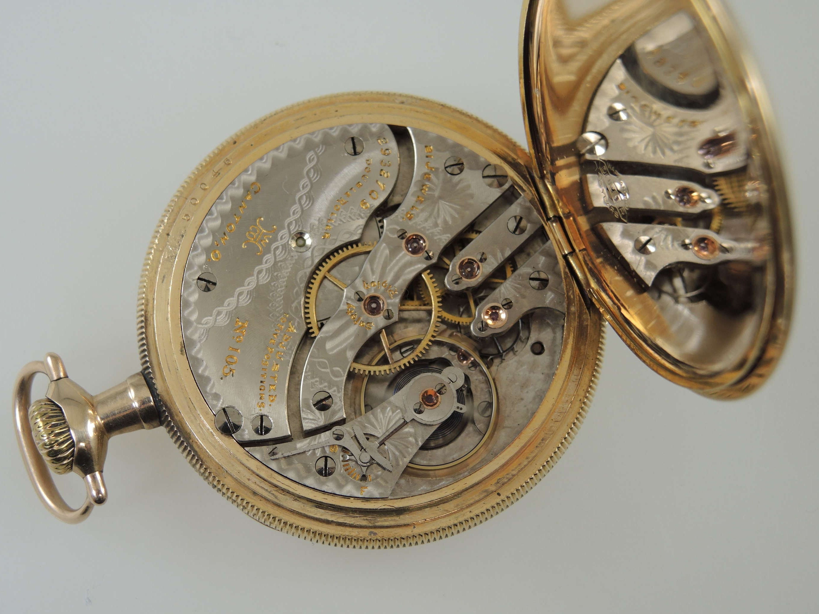 Montre De Poche Hampden 16S 21J Chronomètre Mainliner 1914 - Rare, Fonctionnelle - Occasion Très Bon état