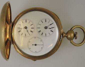 Dual time zone pocket watch sale