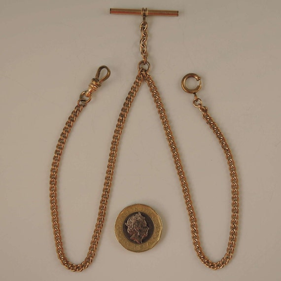 Victorian gilt double pocket watch chain c1890 - image 4