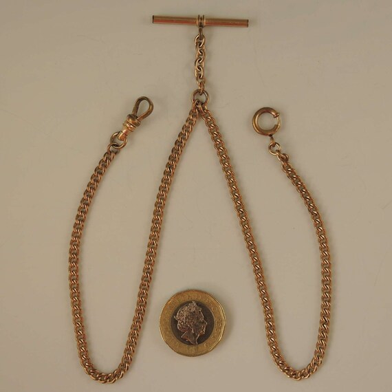 Victorian gilt double pocket watch chain c1890 - image 5