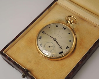 Echte goldene Vintage Taschenuhr von Roche. 750er Gelbgold. c1957