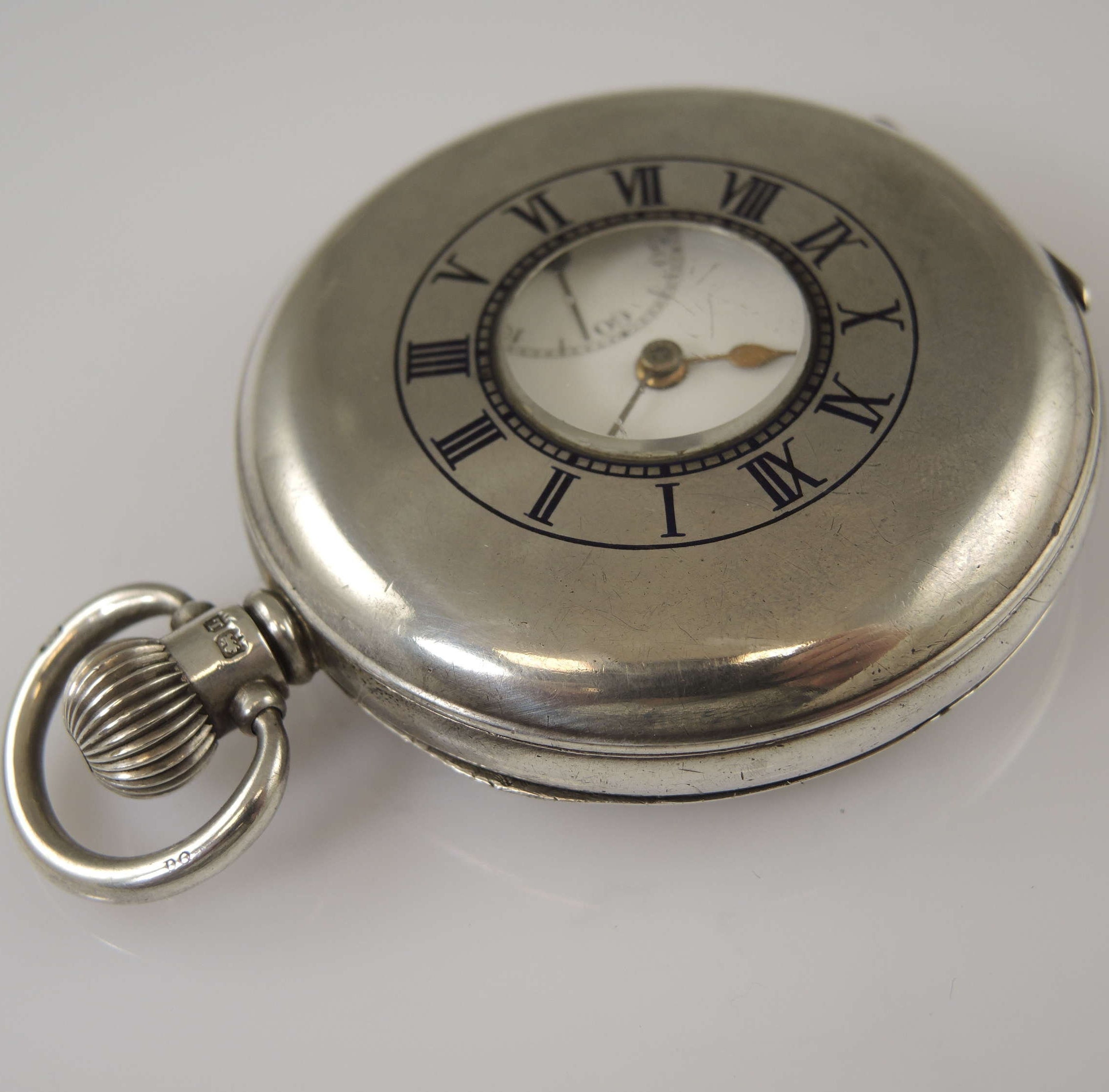 English silver 23 Jewel Bravingtons Half hunter pocket watch c1905