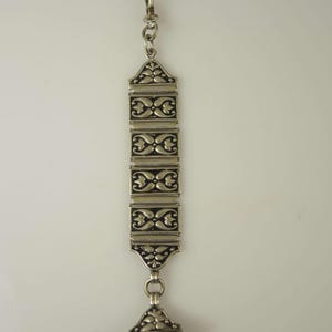 Arts and Crafts silver pocket watch chain with matching seal and HF initial intaglio c1910
