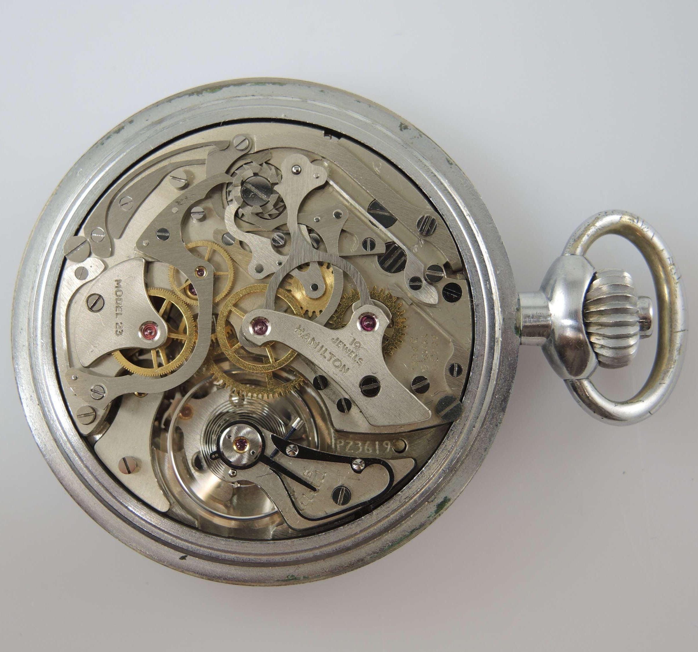 Montre De Poche Chronographe Hamilton Modèle 23 - Édition Militaire Vintage