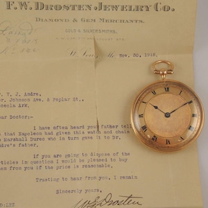 Reloj de bolsillo Empire de oro de 18 quilates de Darras. Procedencia napoleónica c1810