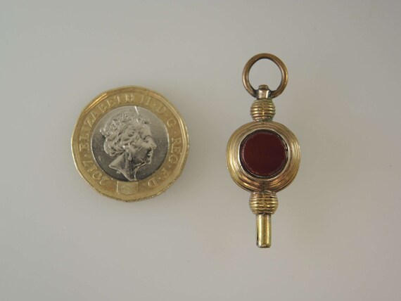 Gold cased Stone set pocket watch key c1850 - image 3