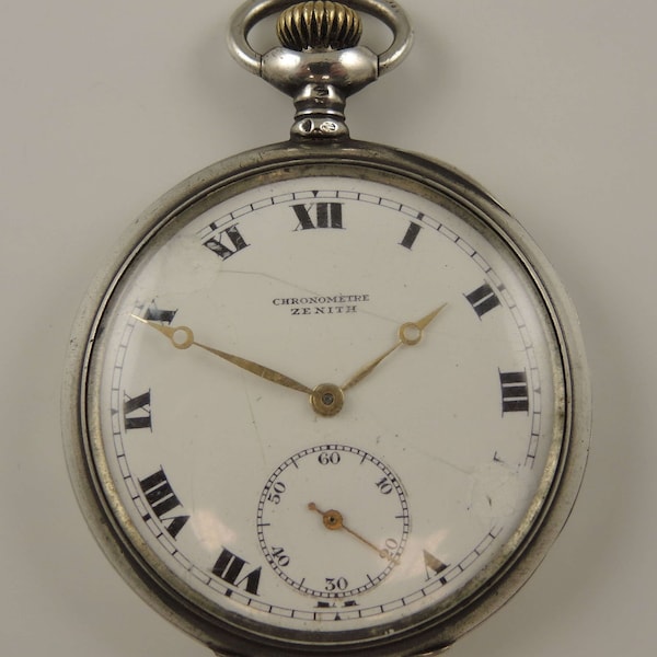 Montre de poche Zenith en argent à 15 bijoux, c1900